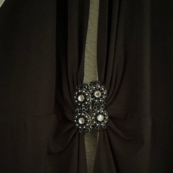 Black Halter Open Back Midi Dress Rhinestone Detail Size Small HOCO Formal - Picture 4 of 9